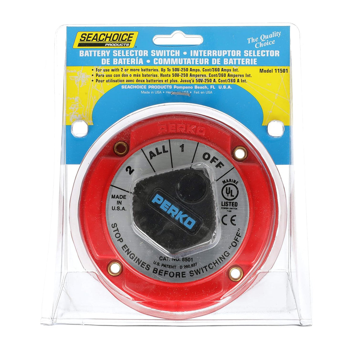 Seachoice 11501 Battery Selector Switch Dual Isolator 12-50V