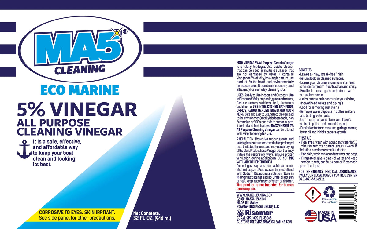 MA5X Vinegar Cleaner - 5% Solution for Boat & Home