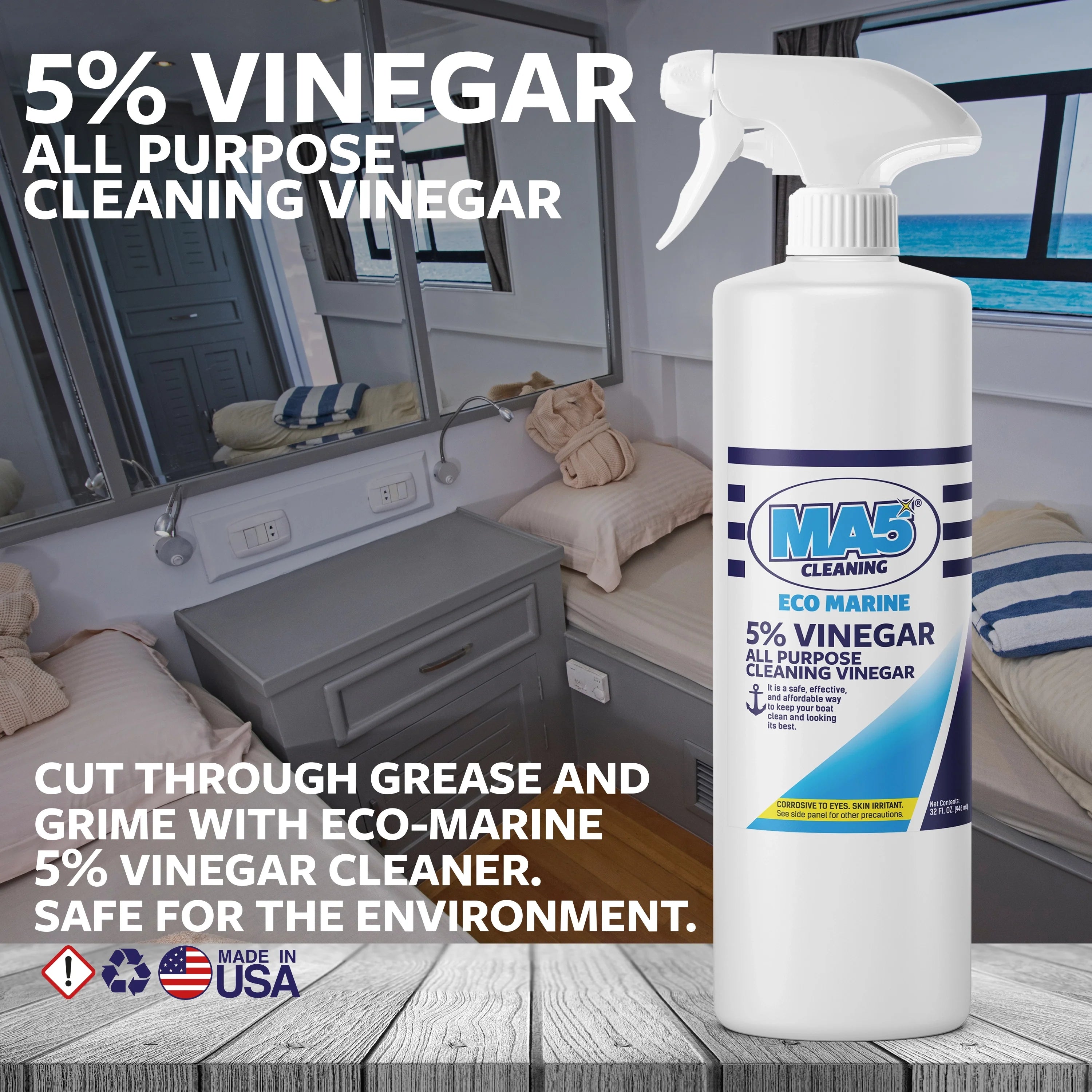 MA5X Vinegar Cleaner - 5% Solution for Boat & Home